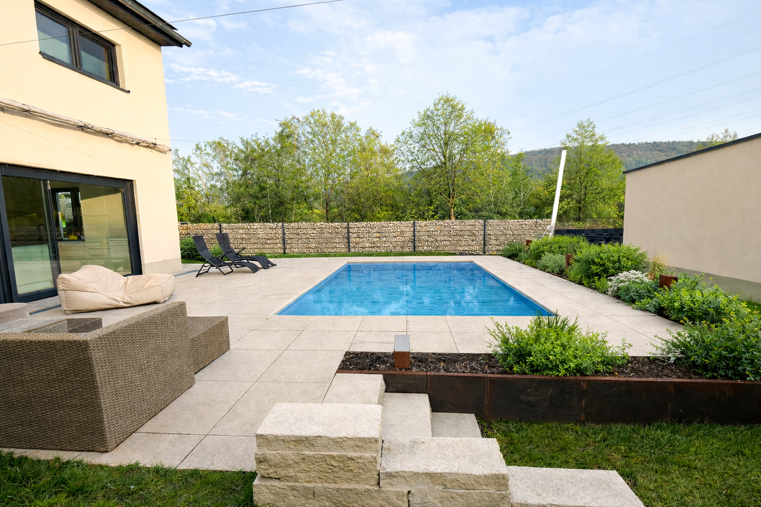 Large terrace with private pool at TLA Kaiserslautern Lohnsfeld 2